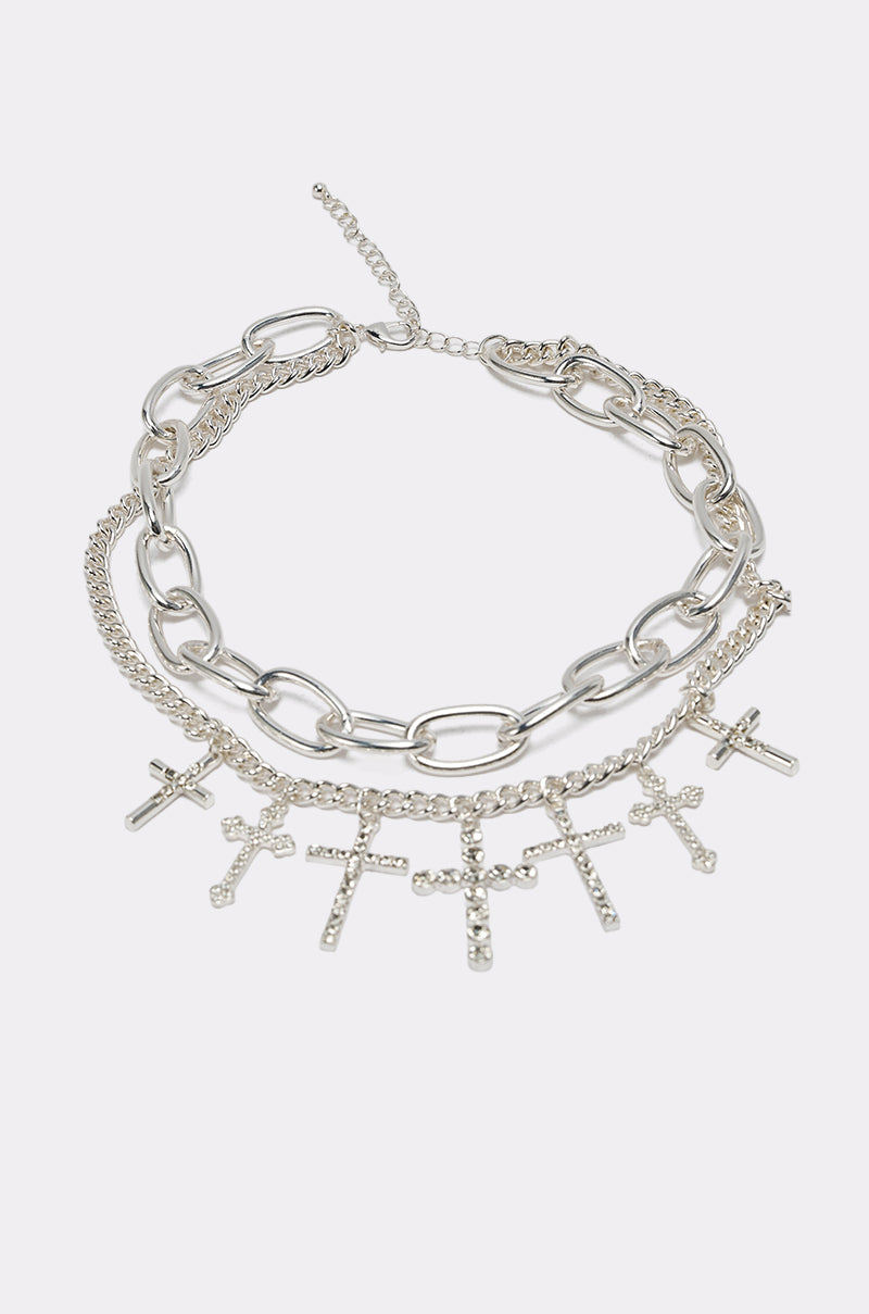 CROSS MY HEART SILVER NECKLACE