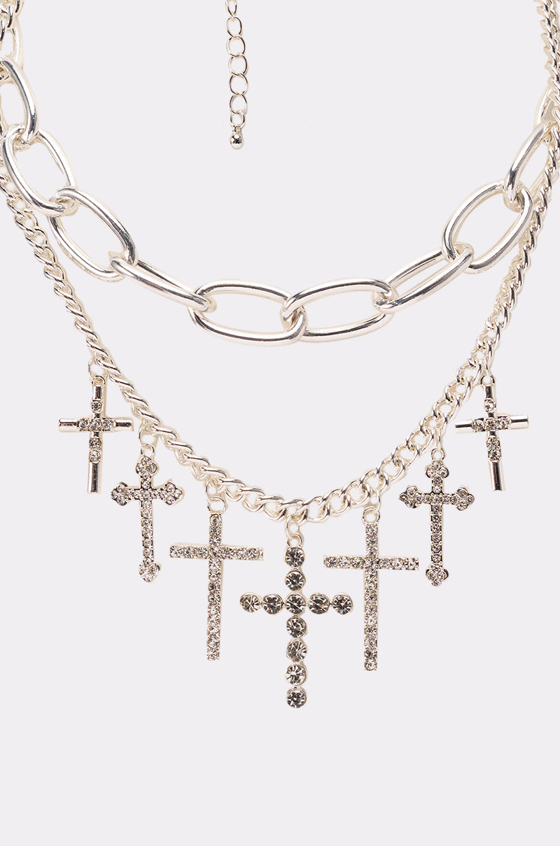 CROSS MY HEART SILVER NECKLACE