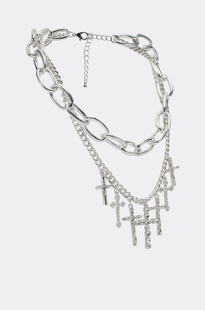CROSS MY HEART SILVER NECKLACE