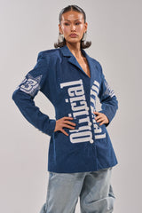 ONE OF ONE BACKLESS DENIM BLAZER