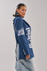 ONE OF ONE BACKLESS DENIM BLAZER