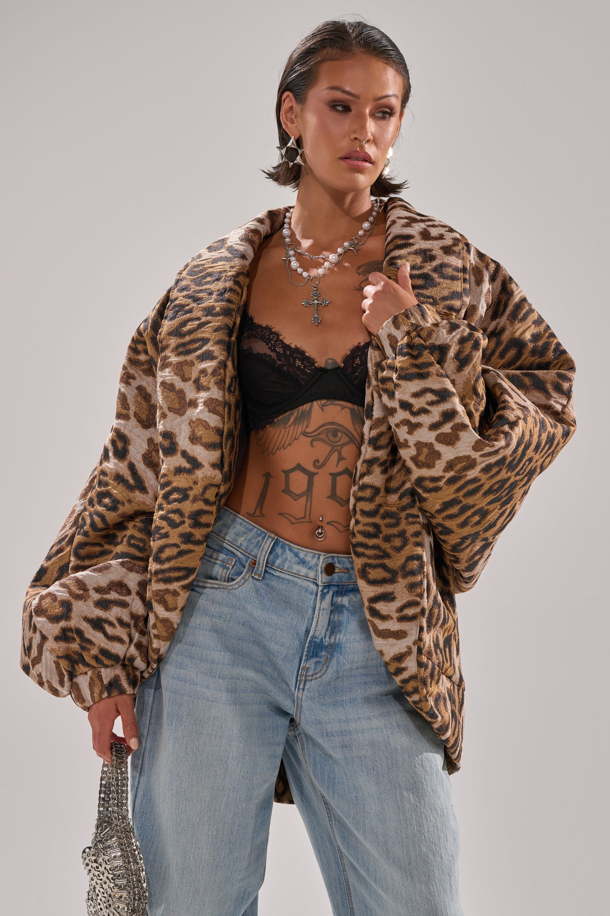 LOLA COCOON COAT IN JACQUARD