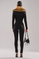 OH HOT DAMN BABY FUR TRIM JUMPSUIT