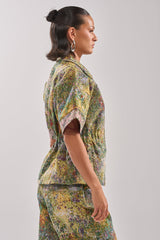 DEEP IN THE SEA BROCADE BLOUSE