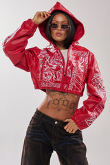 PAINT THE TOWN RED EMBROIDERED BOMBER