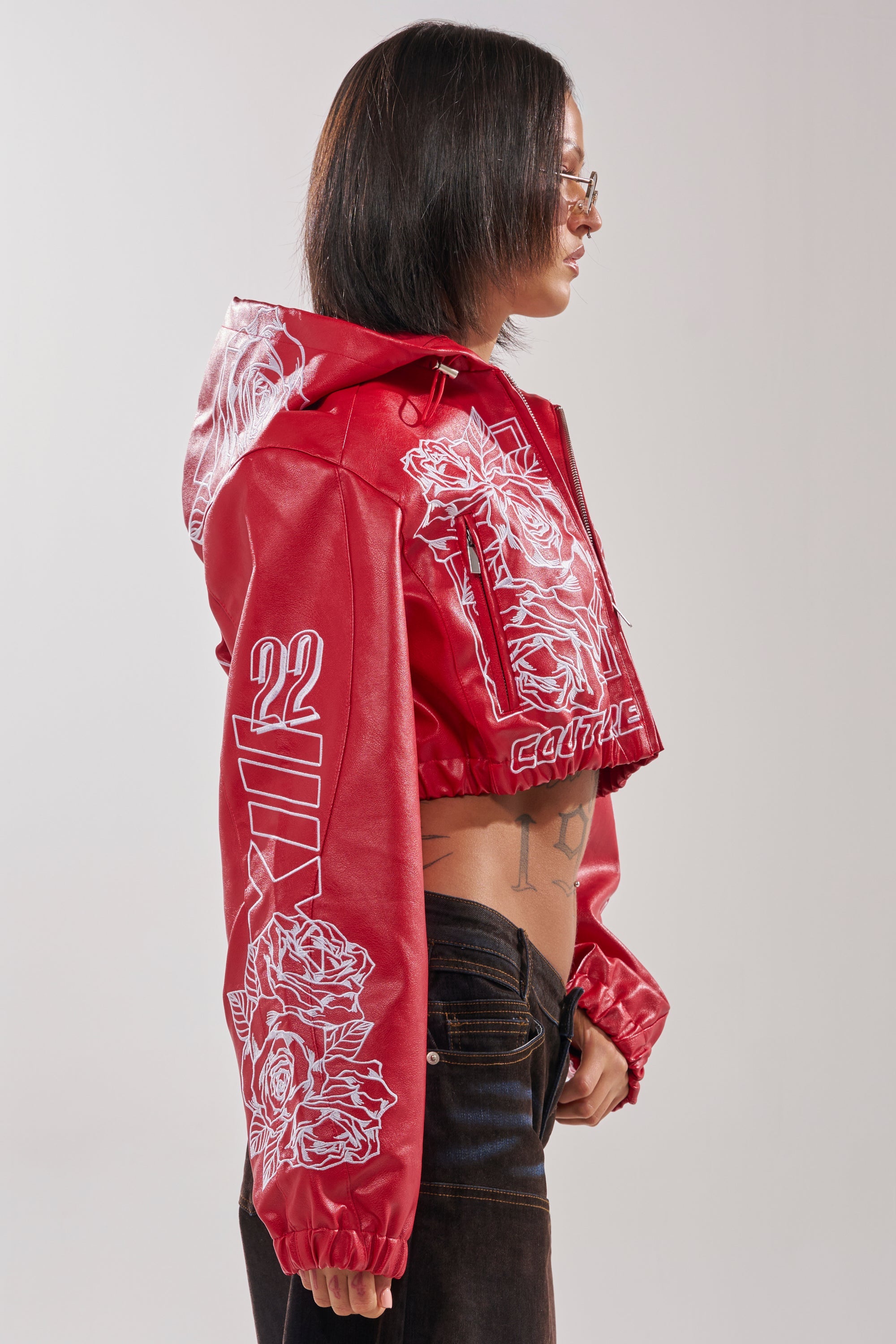 PAINT THE TOWN RED EMBROIDERED BOMBER