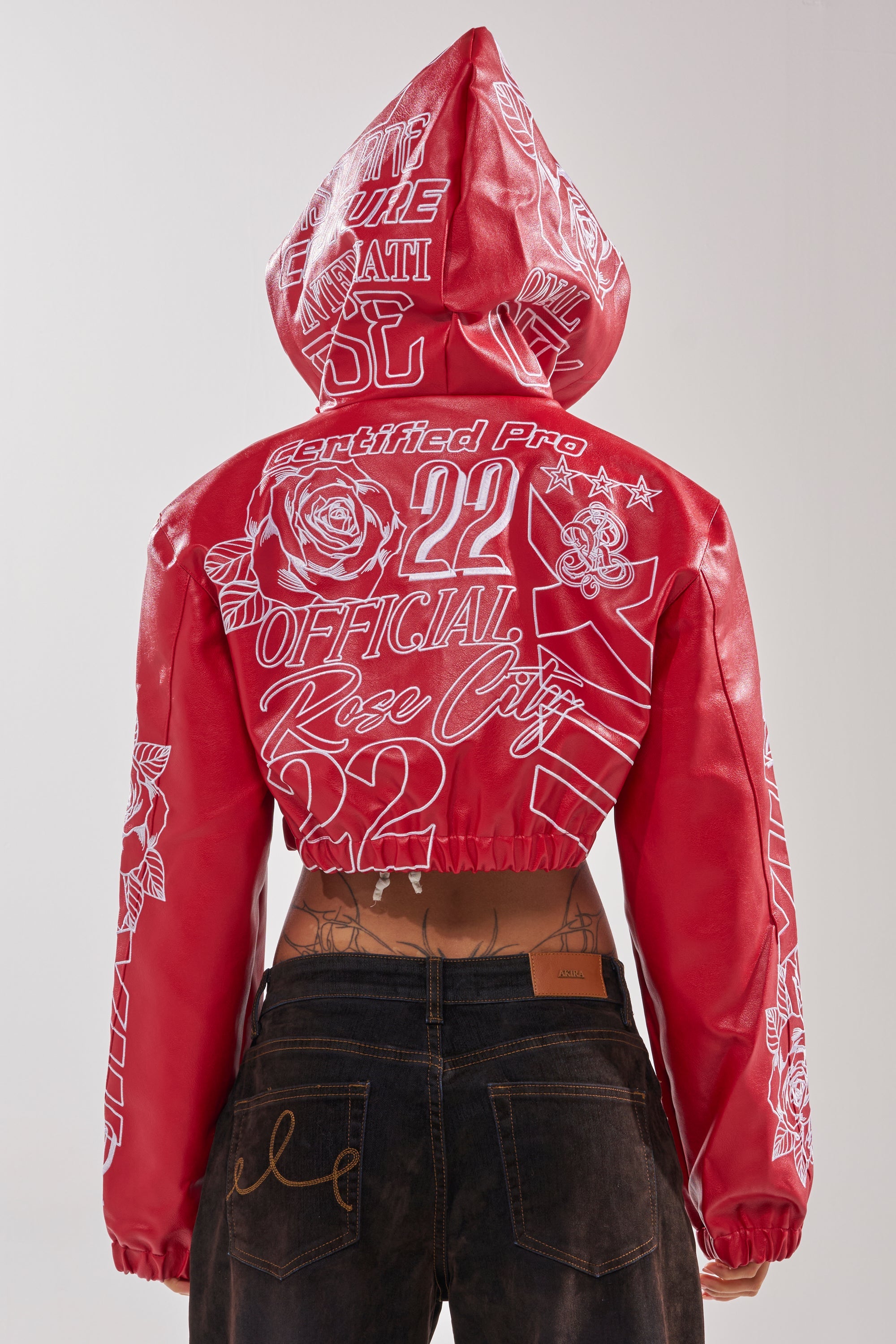 PAINT THE TOWN RED EMBROIDERED BOMBER