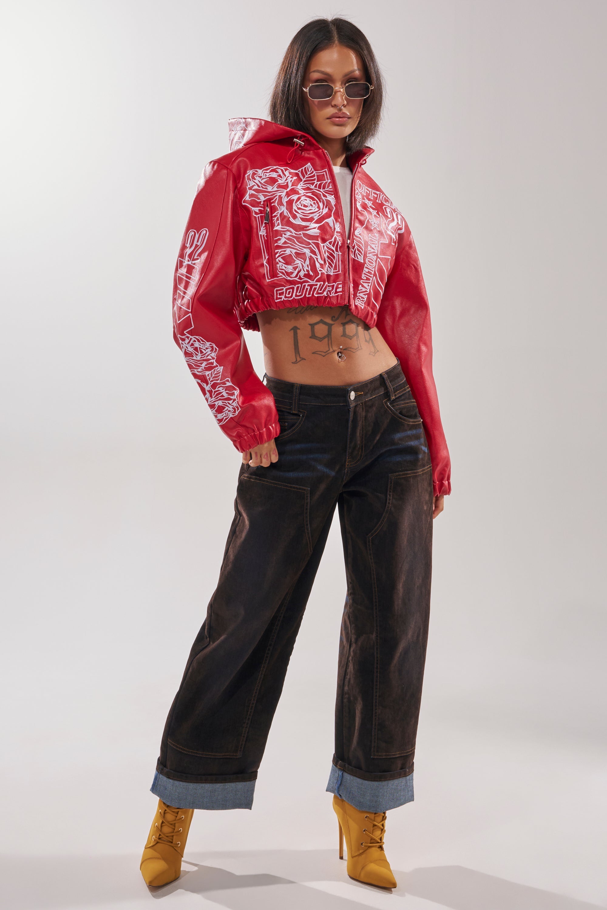 PAINT THE TOWN RED EMBROIDERED BOMBER