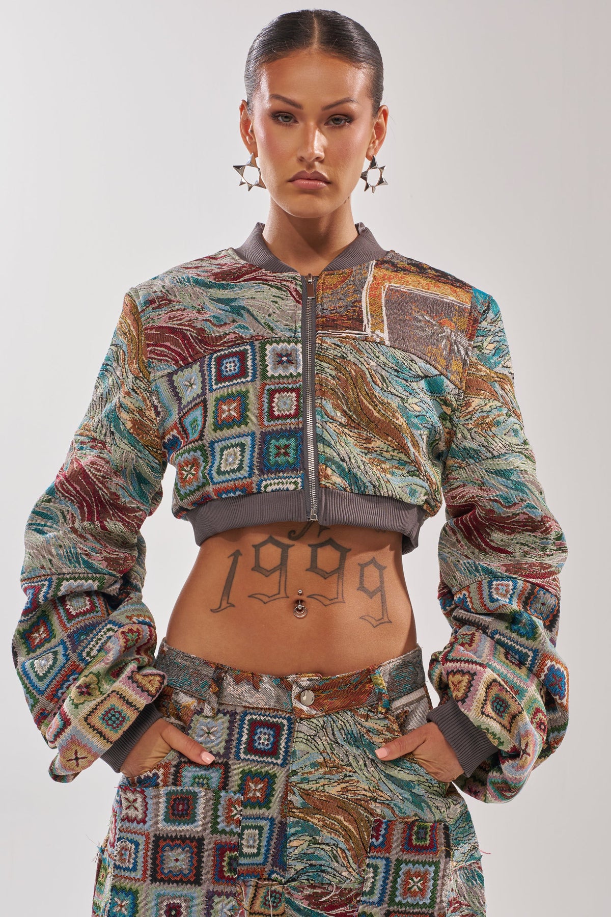 WILD CROPPED PATCHWORK BOMBER