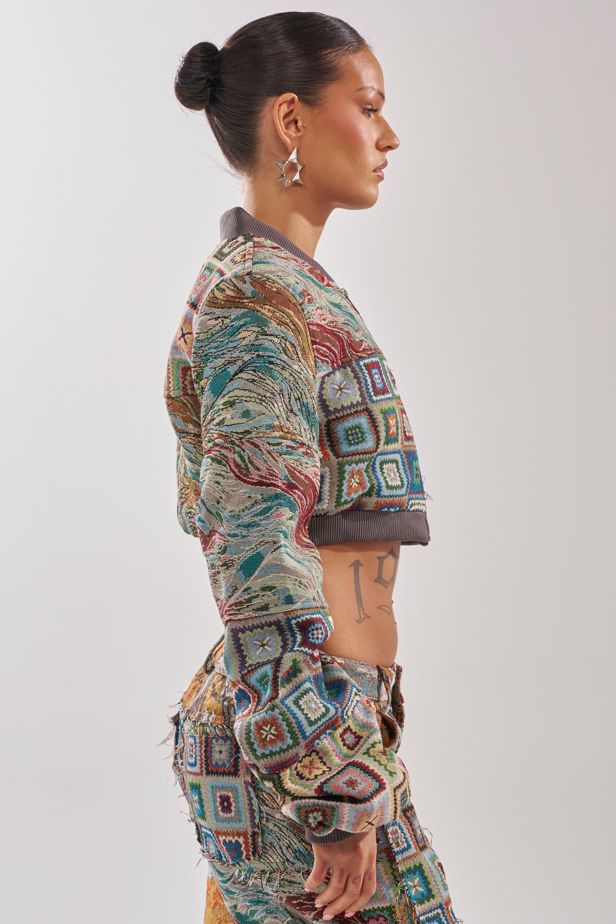WILD CROPPED PATCHWORK BOMBER