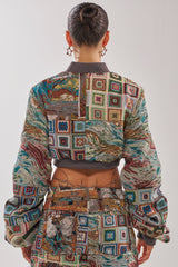WILD CROPPED PATCHWORK BOMBER