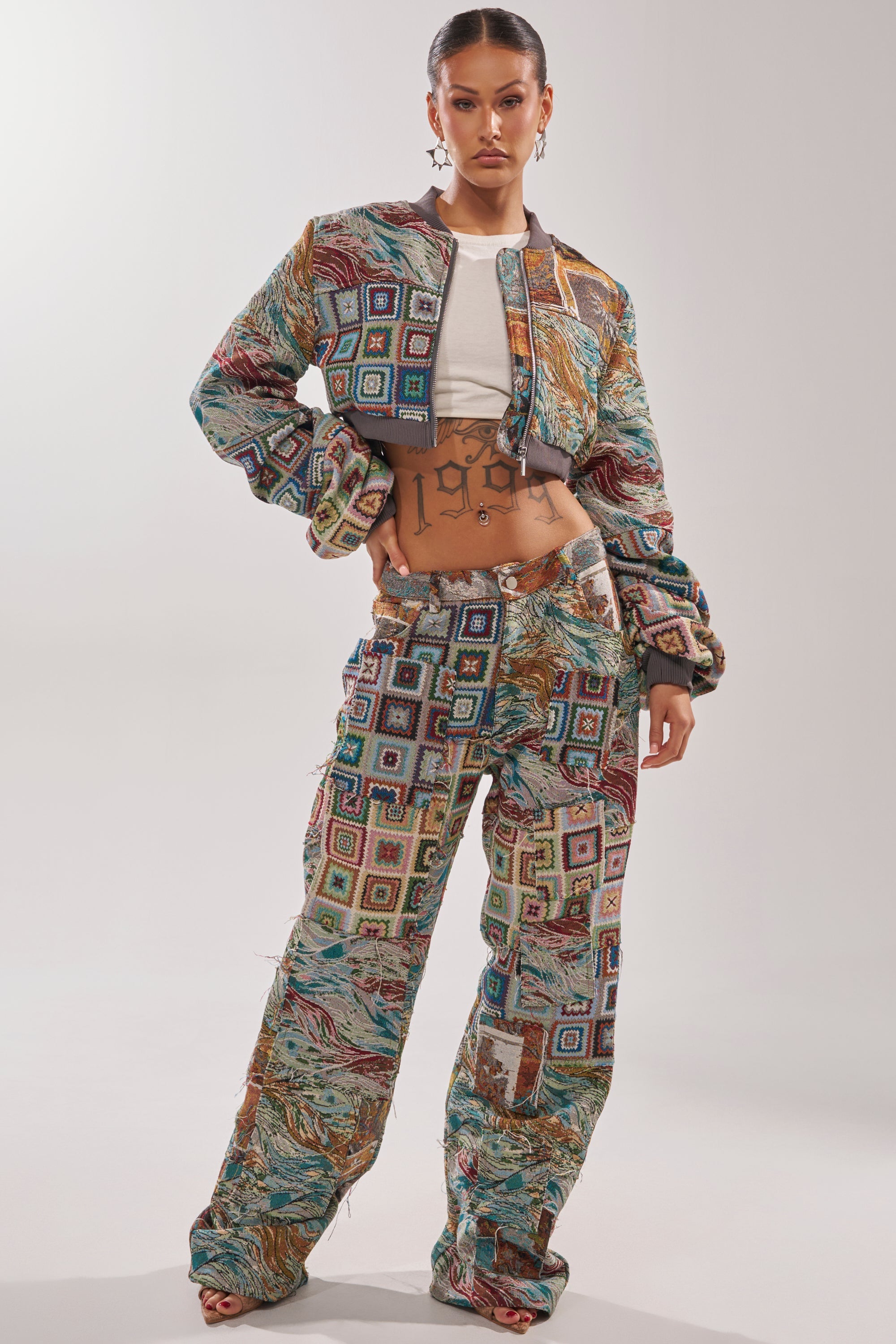 WILD CROPPED PATCHWORK BOMBER