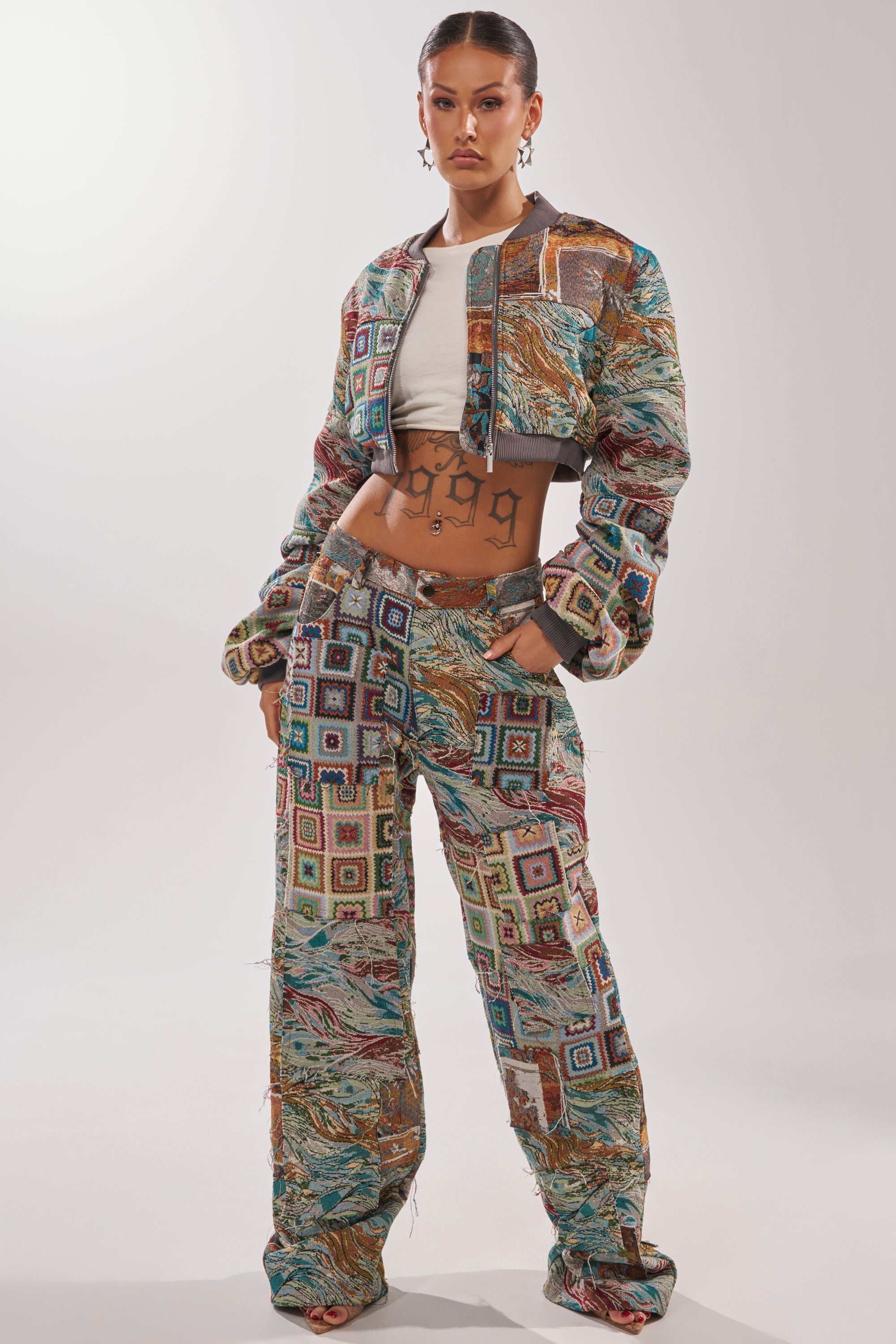 WILD CROPPED PATCHWORK BOMBER