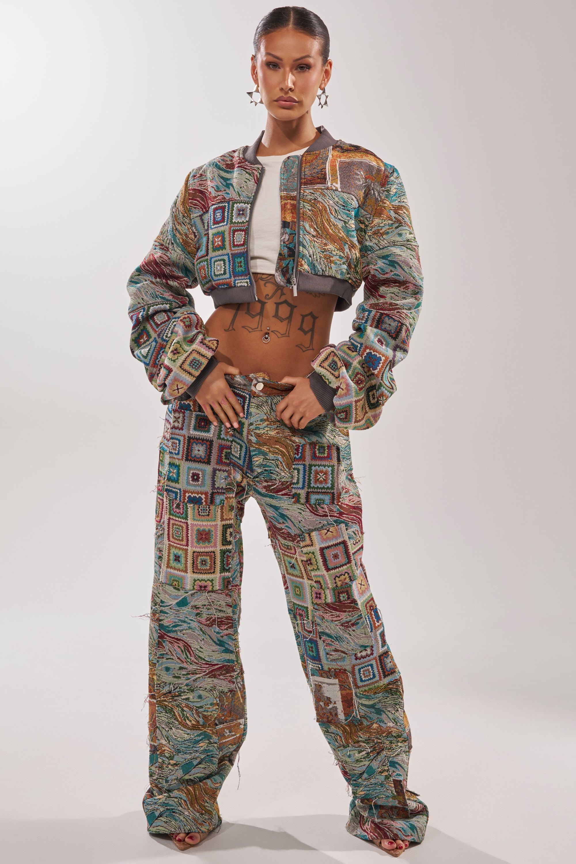 WILD CROPPED PATCHWORK BOMBER