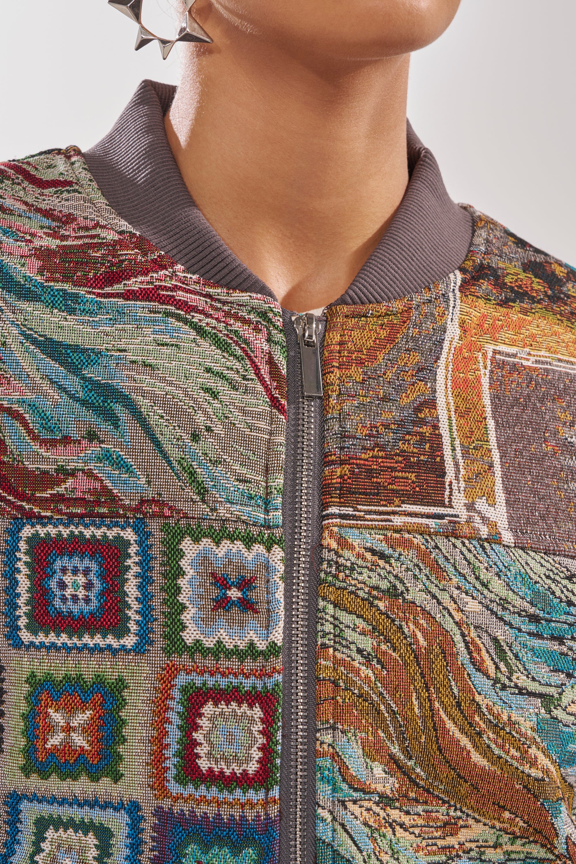 WILD CROPPED PATCHWORK BOMBER