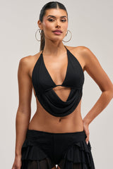FESTIVAL QUEEN BRALETTE TOP IN BLACK