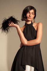 MIDNIGHT IN PARIS FEATHER CLUTCH