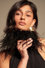 MIDNIGHT IN PARIS FEATHER CLUTCH