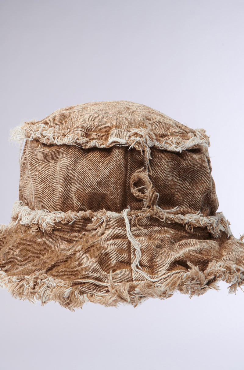 WITH IT DISTRESSED BUCKET HAT