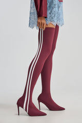 AZALEA WANG THALUNE BURGUNDY STRETCH SPORTY STILETTO