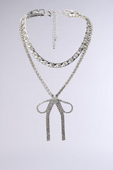 WITH A BOW SILVER NECKLACE SET