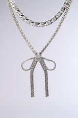 WITH A BOW SILVER NECKLACE SET