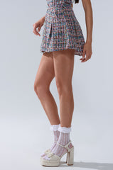 TWEED PLEATED MINI SKIRT