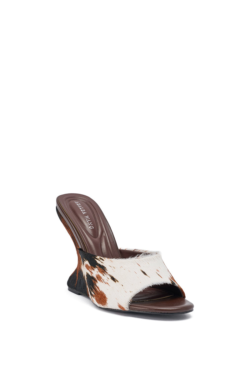 AZALEA WANG VASA COW PRINT OPEN TOE SANDAL