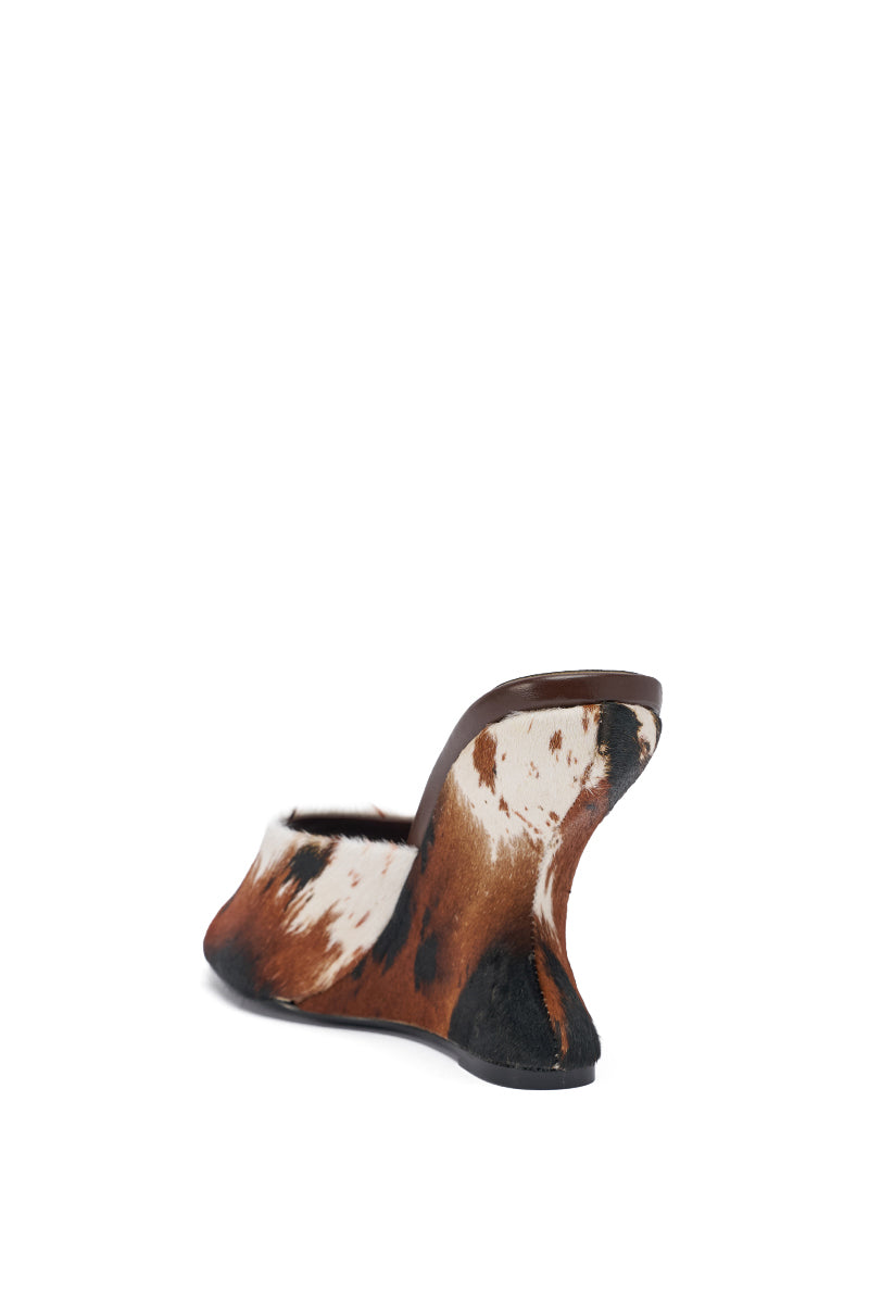 AZALEA WANG VASA COW PRINT OPEN TOE SANDAL