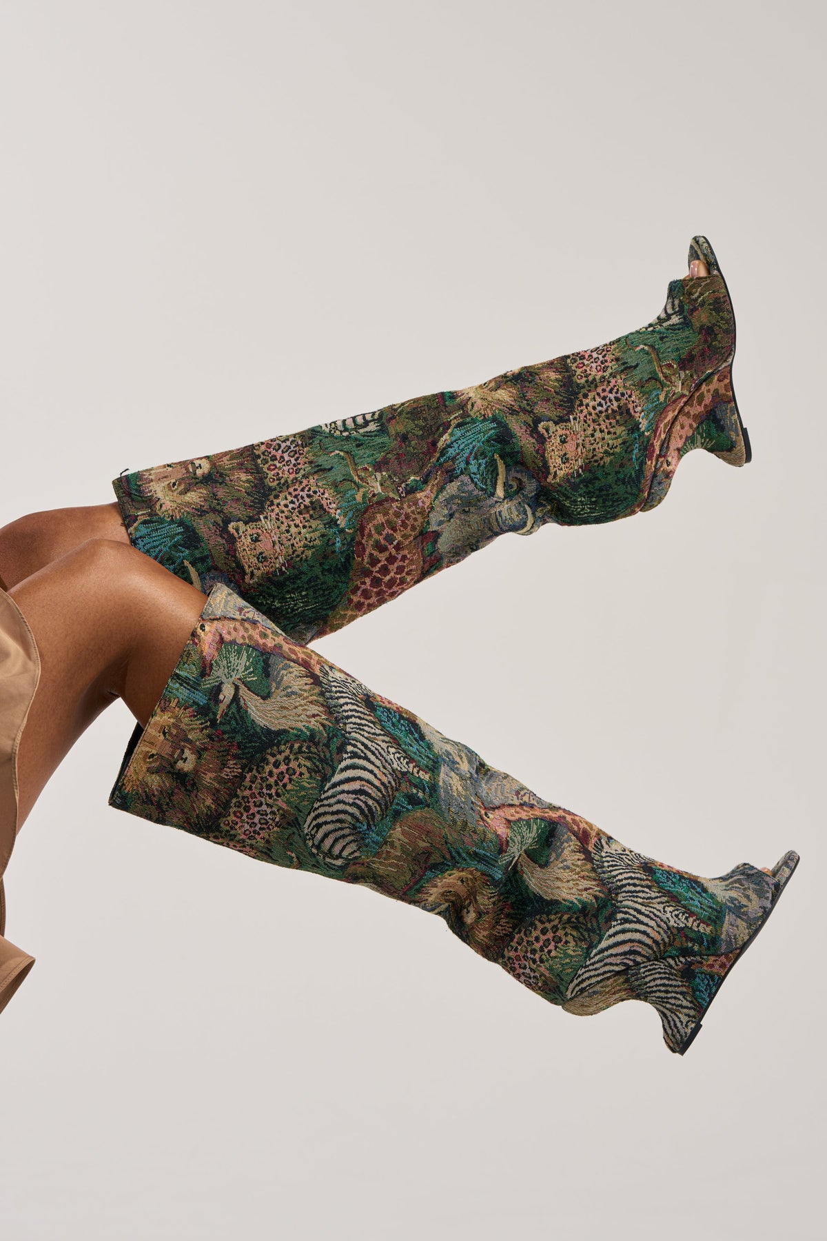 AZALEA WANG VINCENT ANIMAL WEDGE OPEN TOE BOOT