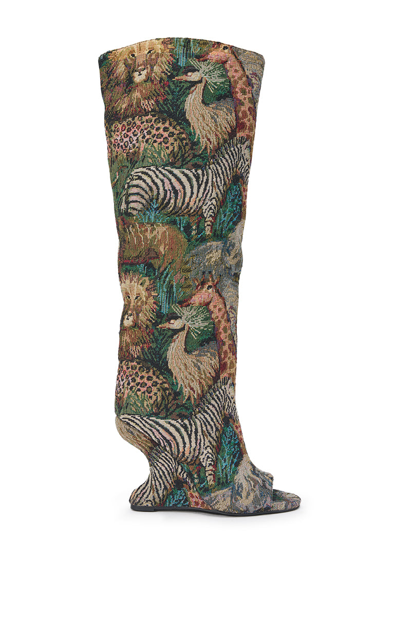 AZALEA WANG VINCENT ANIMAL WEDGE OPEN TOE BOOT