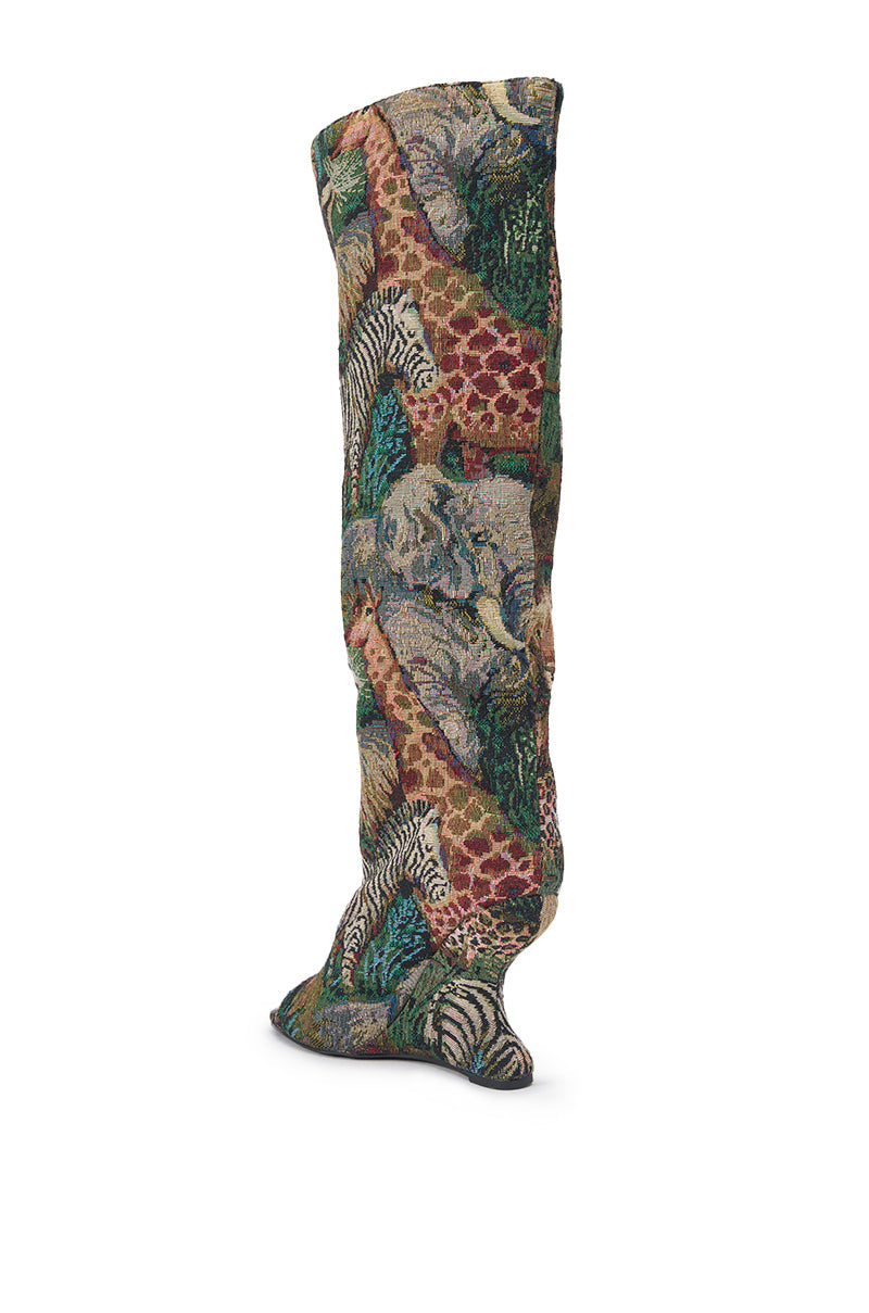 AZALEA WANG VINCENT ANIMAL WEDGE OPEN TOE BOOT