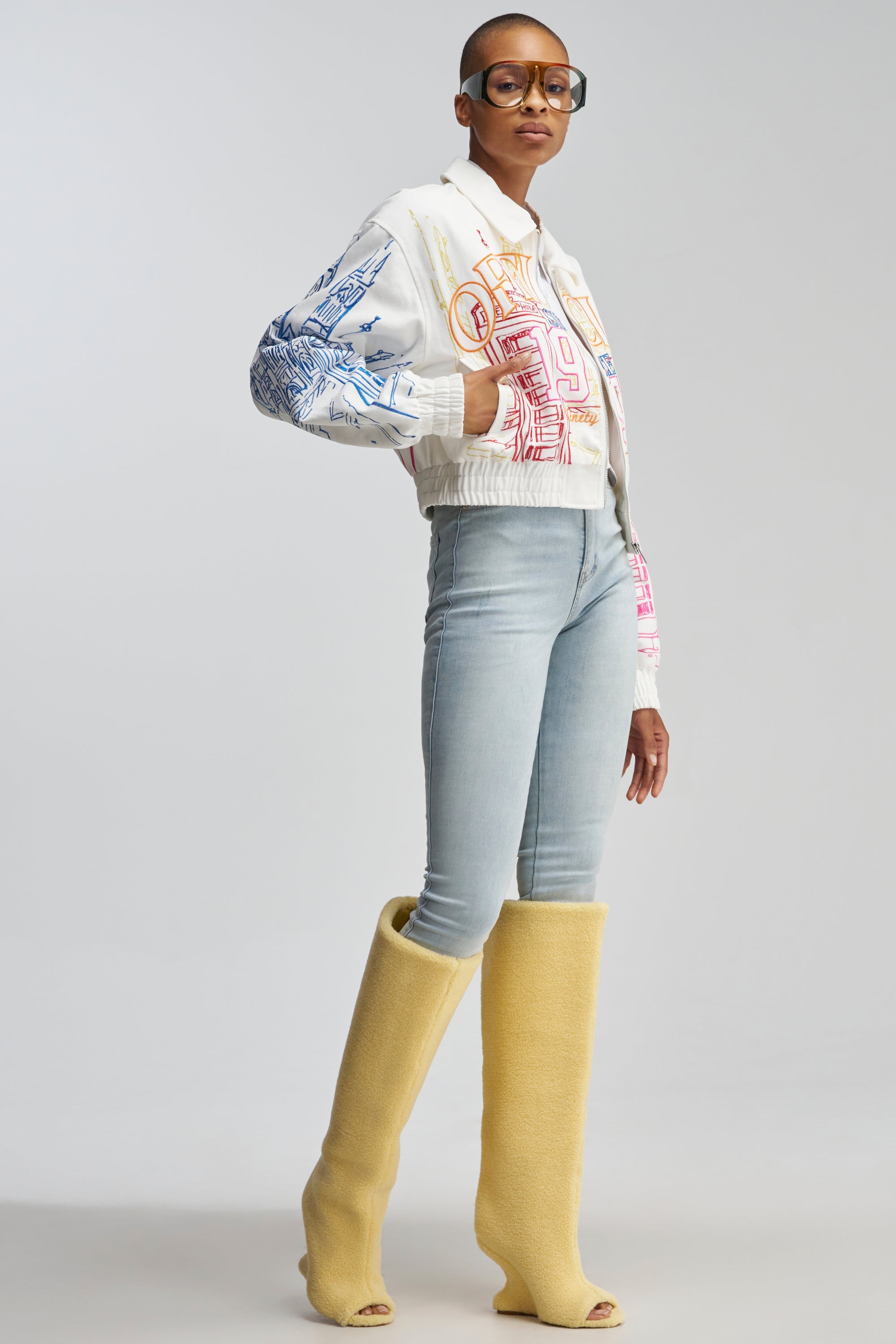 AKIRA GOLD VINCENT SHERPA CREAM OPEN TOE WEDGE BOOT