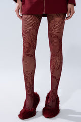 REALLY WITH IT LACE TIGHTS IN BURGUNDY
