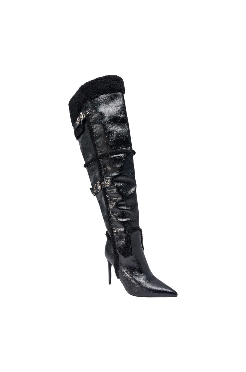 AZALEA WANG XO SHERPA LINED PU STILETTO BOOT