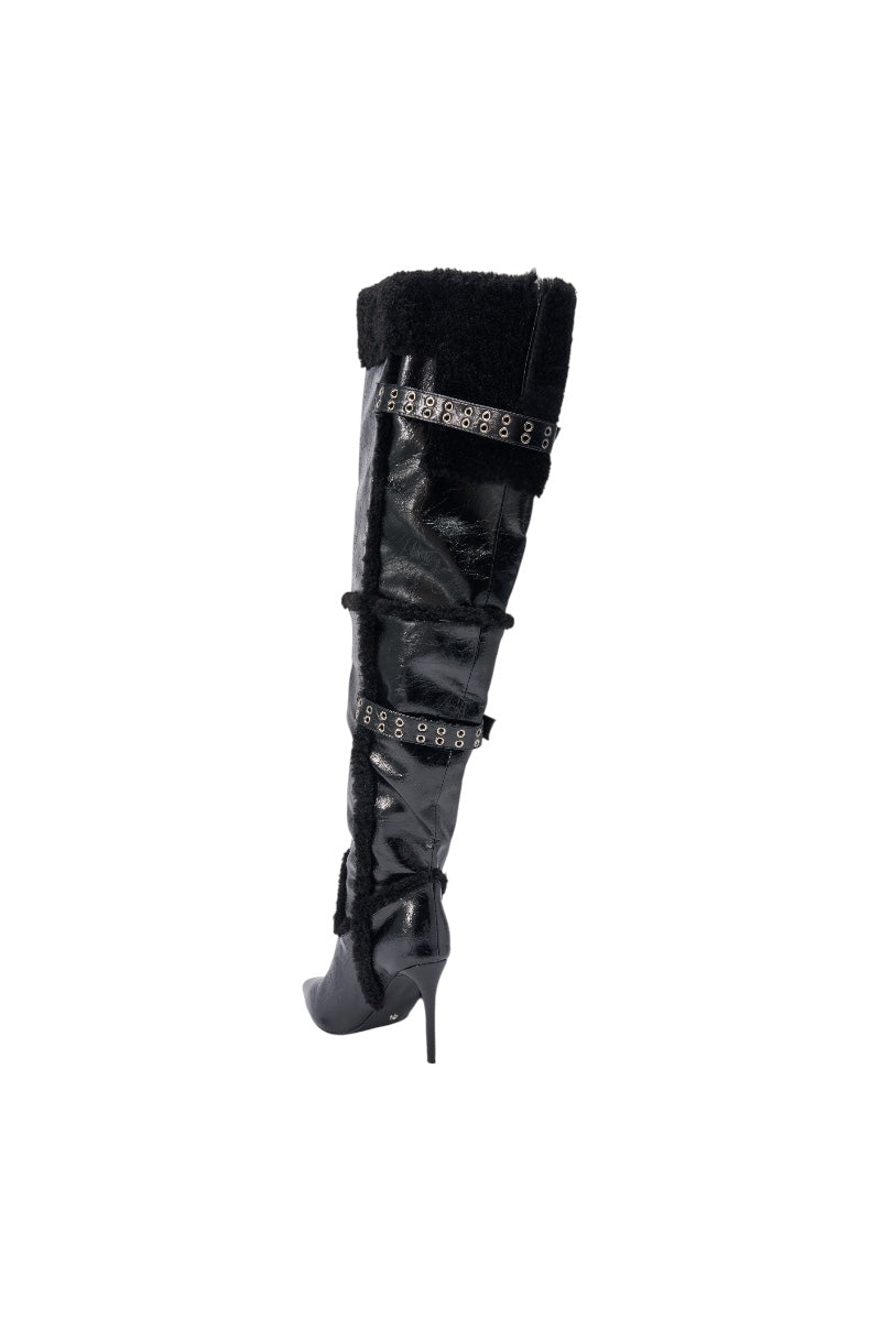 AZALEA WANG XO SHERPA LINED PU STILETTO BOOT