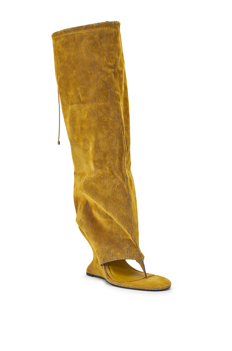AZALEA WANG XYYLAH MUSTARD WEDGE GLADIATOR SANDAL