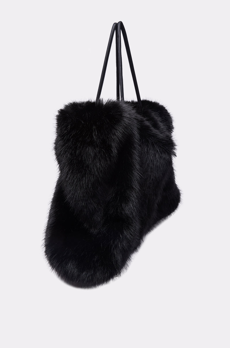 YETI LARGE FAUX FUR TOTE IN BLACK