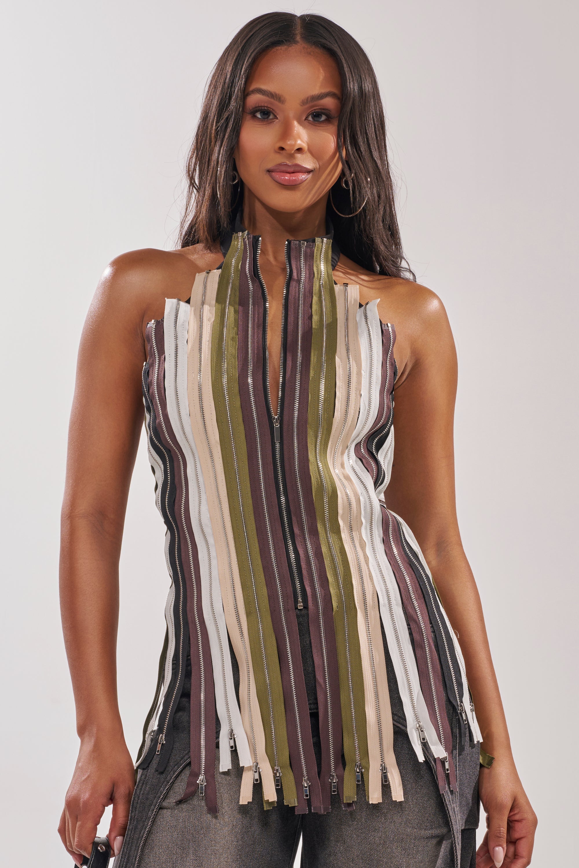 ZIPPED THROUGH SLEEVELESS TOP