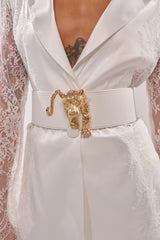 NO BOUNDARIES PU STRETCH BELT IN WHITE