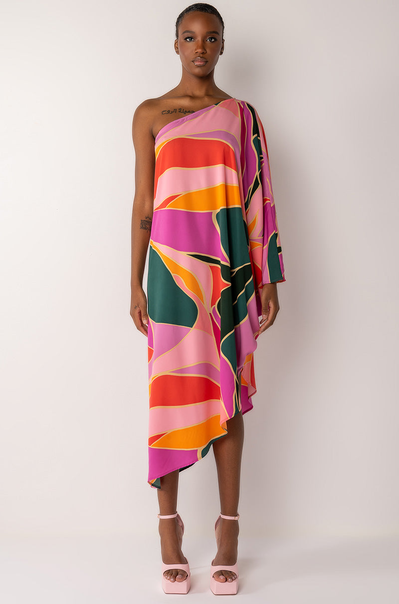 A MUSE ONE SLEEVE MIDI DRESS