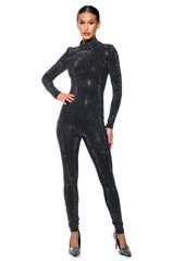ALL ABOUT ME STRIPED RHINESTONE JUMPSUIT