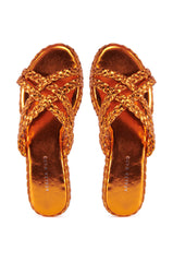 AZALEA WANG AMMON ORANGE METALLIC BRAIDED SANDAL