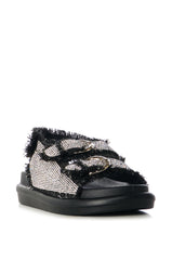 AZALEA WANG BASIA BLACK SILVER RHINESTONE SANDAL