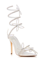 AZALEA WANG DANCY WHITE BUTTERFLY WRAP UP STILETTO SANDAL