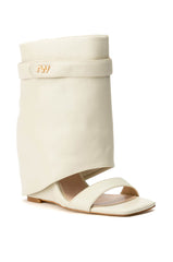AZALEA WANG DANA FOLD OVER WEDGE BOOTIE IN BONE