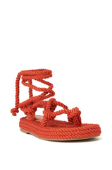 AZALEA WANG EVETTE ORANGE WOVEN SANDAL