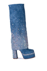 AZALEA WANG INVISIBLE DENIM BOOT WITH DIAMONDS
