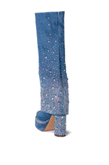 AZALEA WANG INVISIBLE DENIM BOOT WITH DIAMONDS