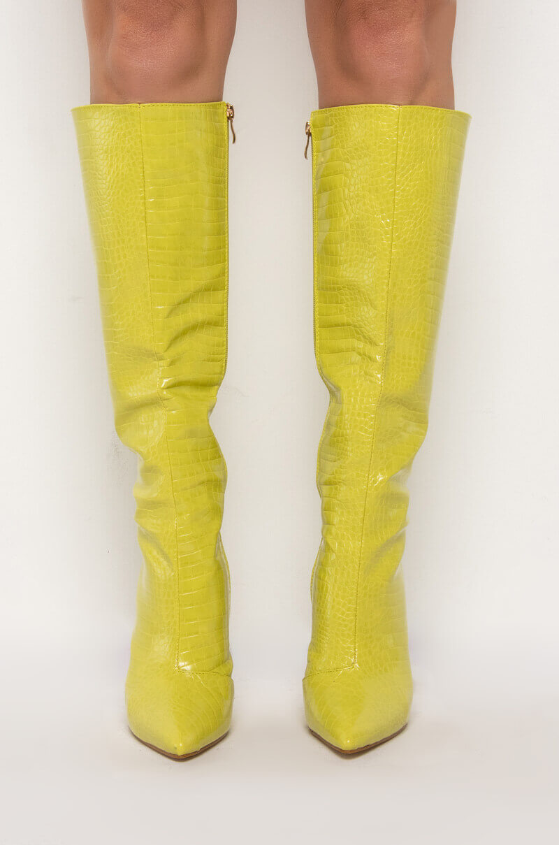 AZALEA WANG JUST MY LUCK STILETTO BOOT IN LIME